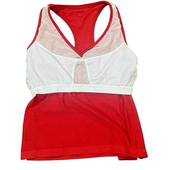 NIKE Cropped Workout Top Womens Size Medium Red V Neck Mesh Lined Athletic - Picture 6 of 8